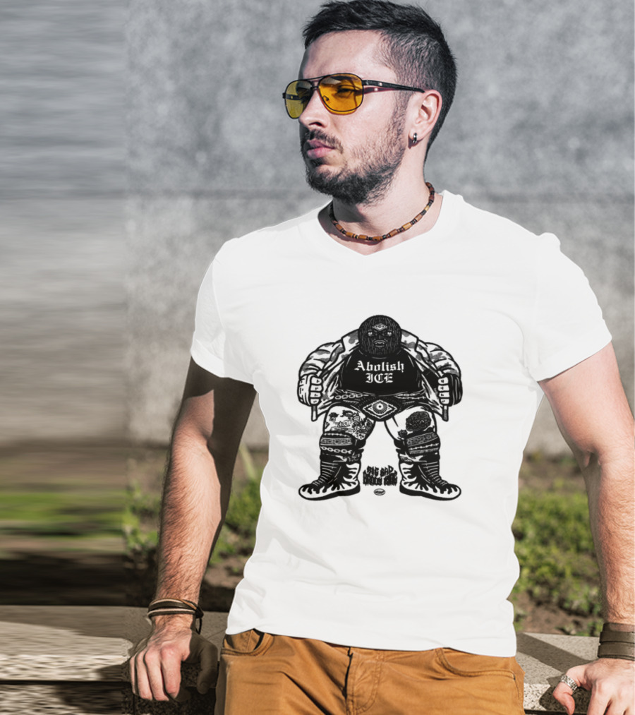 Brody King Abolish Ice Skeletal Monster Graphic T-Shirt