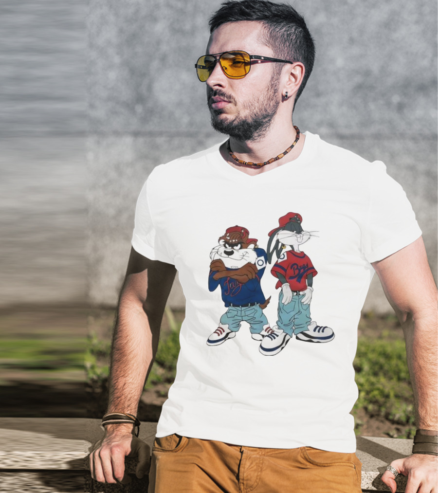 Bugs Bunny Taz Hip Hop Vintage Style Baggy Jeans Sneakers T-Shirt