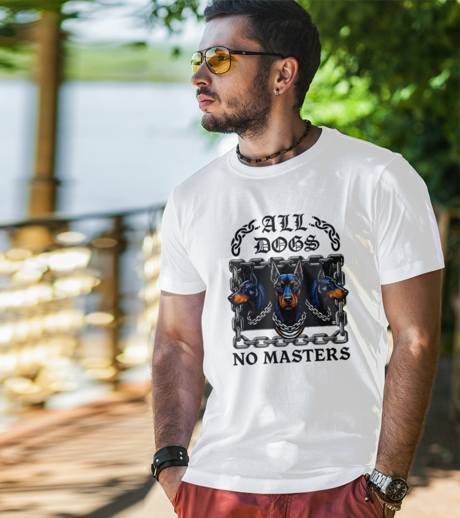 Doberman All Dogs 2025 No Master Tri Color Illustration T-Shirt