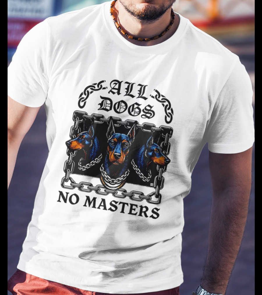 Doberman All Dogs 2025 No Master Tri Color Illustration T-Shirt