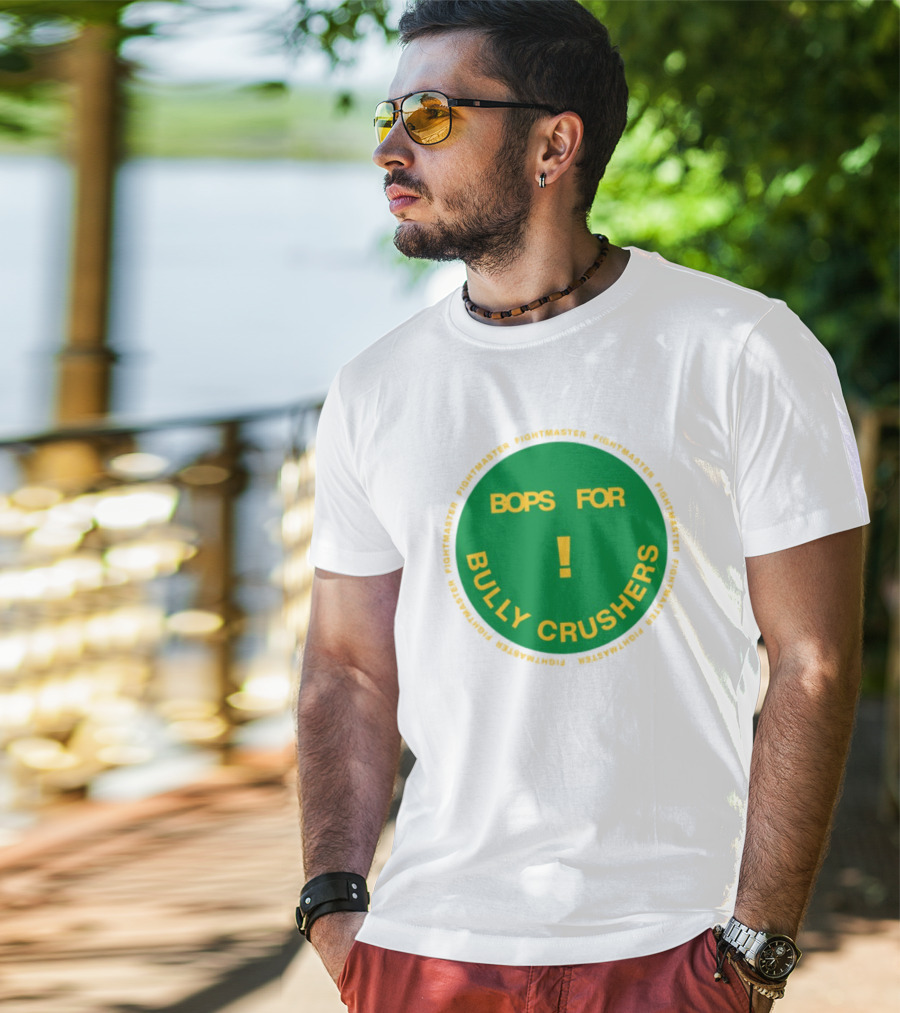 Bops For Bully Crushers Fightmastermusic Exclamation Circle Green Yellow T-Shirt