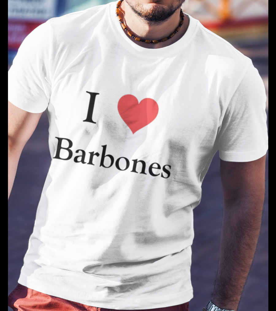 Gabrielvargas_8 I Heart Barbones Bold Text Red Heart Graphic T-Shirt