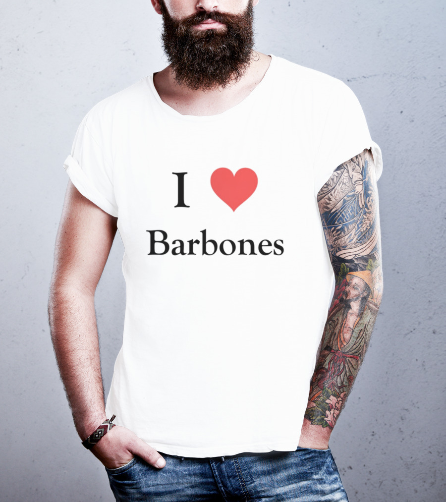 Gabrielvargas_8 I Heart Barbones Bold Text Red Heart Graphic T-Shirt