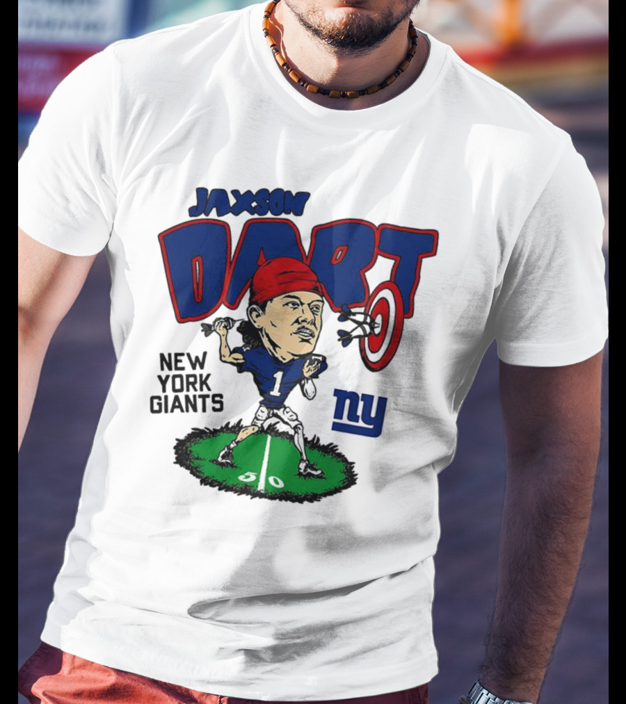 Jaxson Dart NY Giants NFL Caricature Player Number 1 T-Shirt