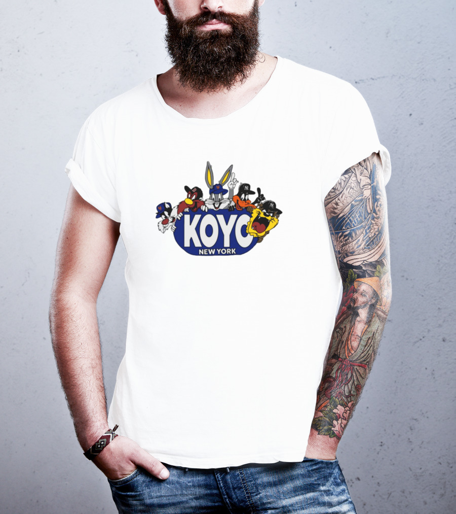 Koyo New York Looney Tunes Bugs Daffy Sylvester Taz Foghorn Baseball Yankees Mets T-Shirt