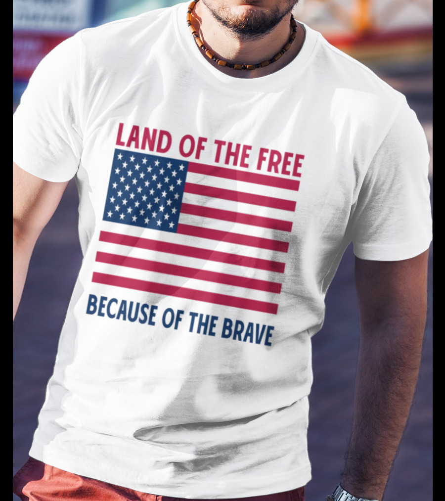 Land Of The Free Because Of The Brave American Flag Tribute T-Shirt