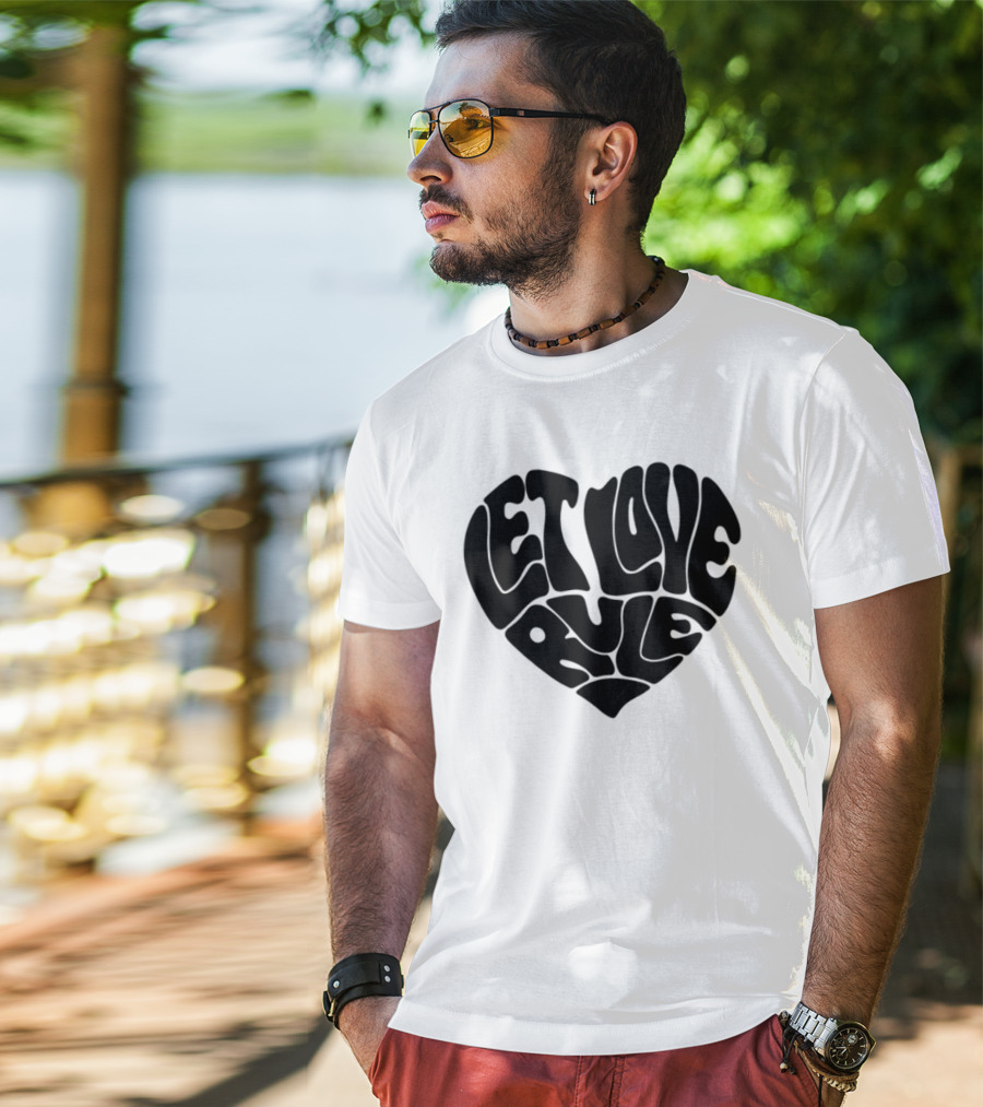 Lennykravitz Let Love Rule Heart Text Portrait Style T-Shirt