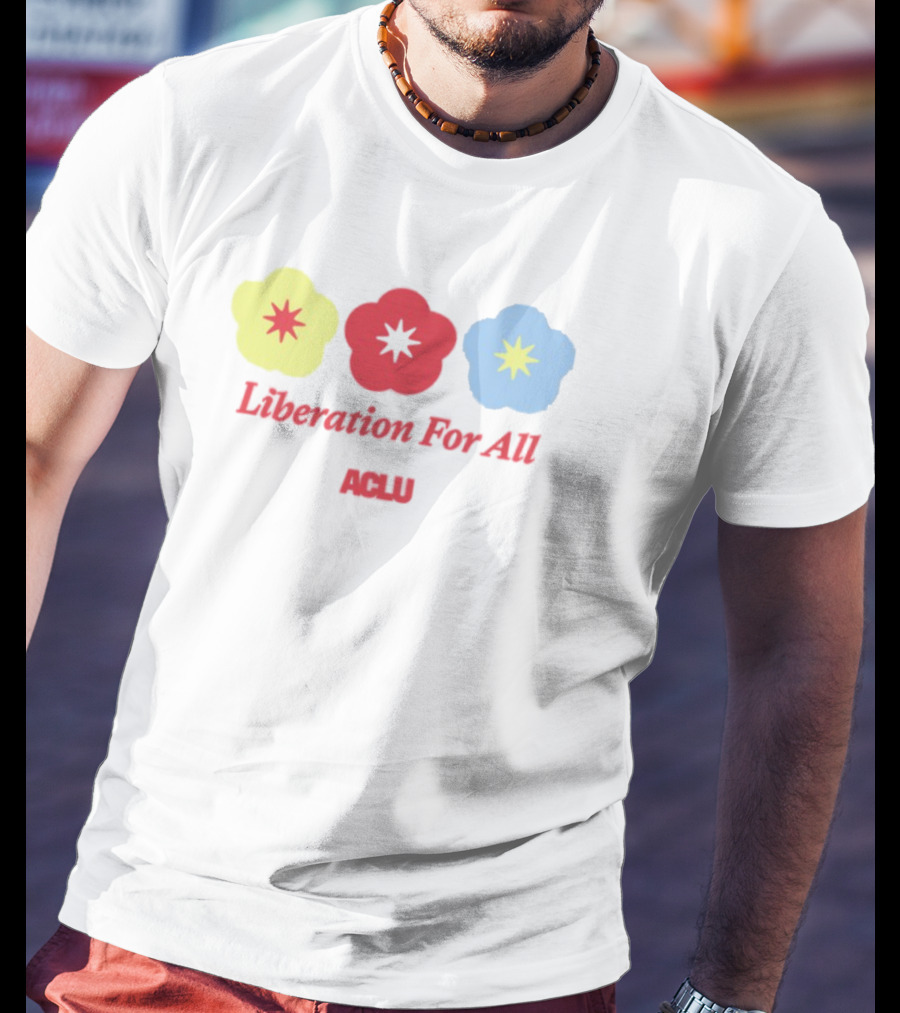 Liberation For All ACLU Flowers Red Yellow Blue T-Shirt