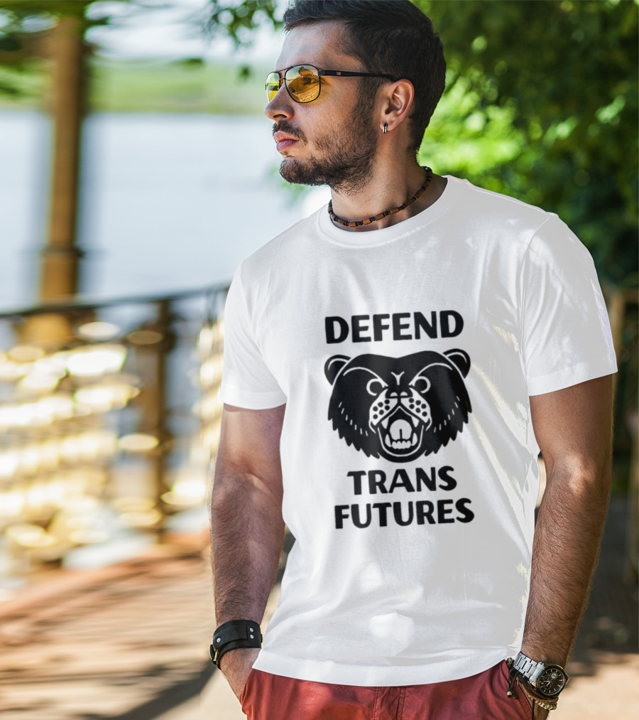 Defend Trans Futures Bear Symbol With Fangs T-Shirt