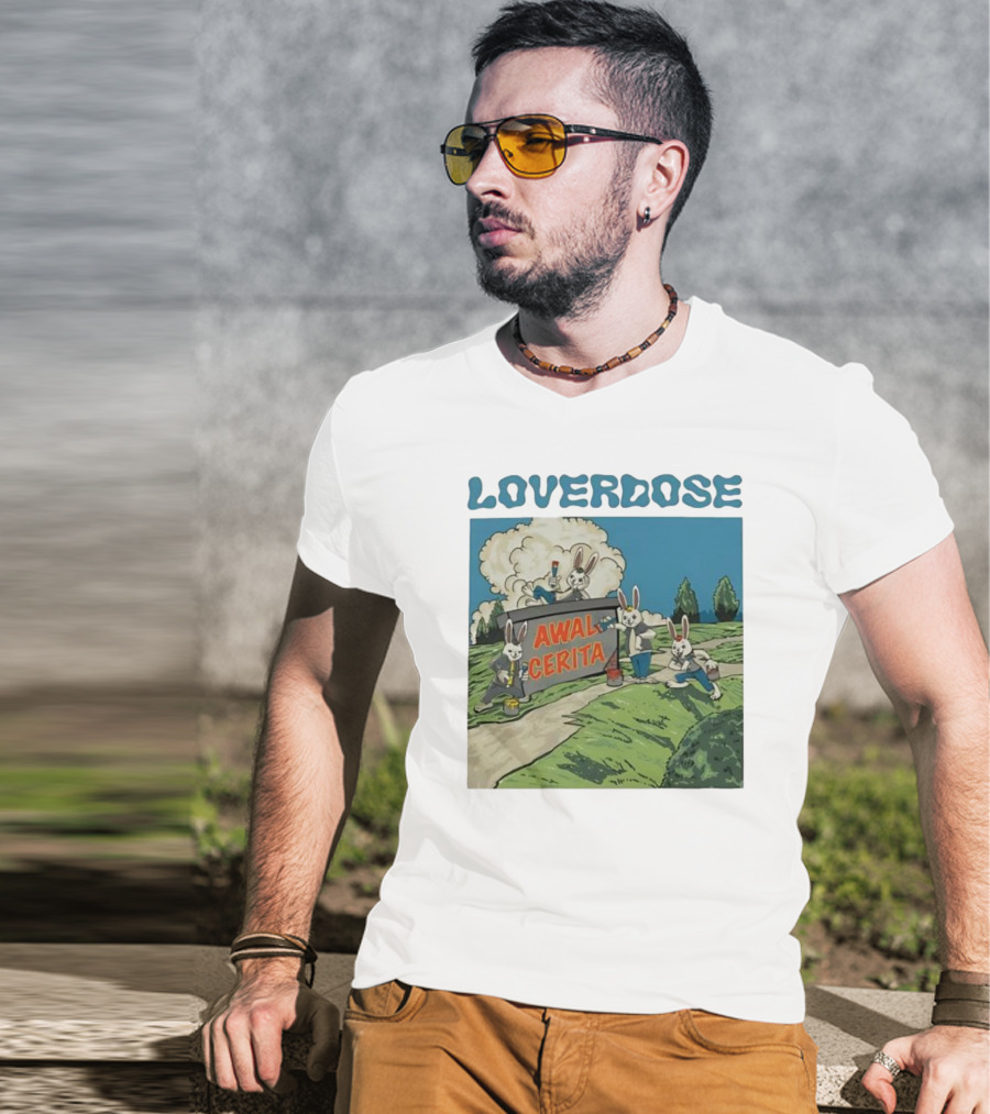 Loverdose Awal Cerita Rabbits Painting Sign T-Shirt