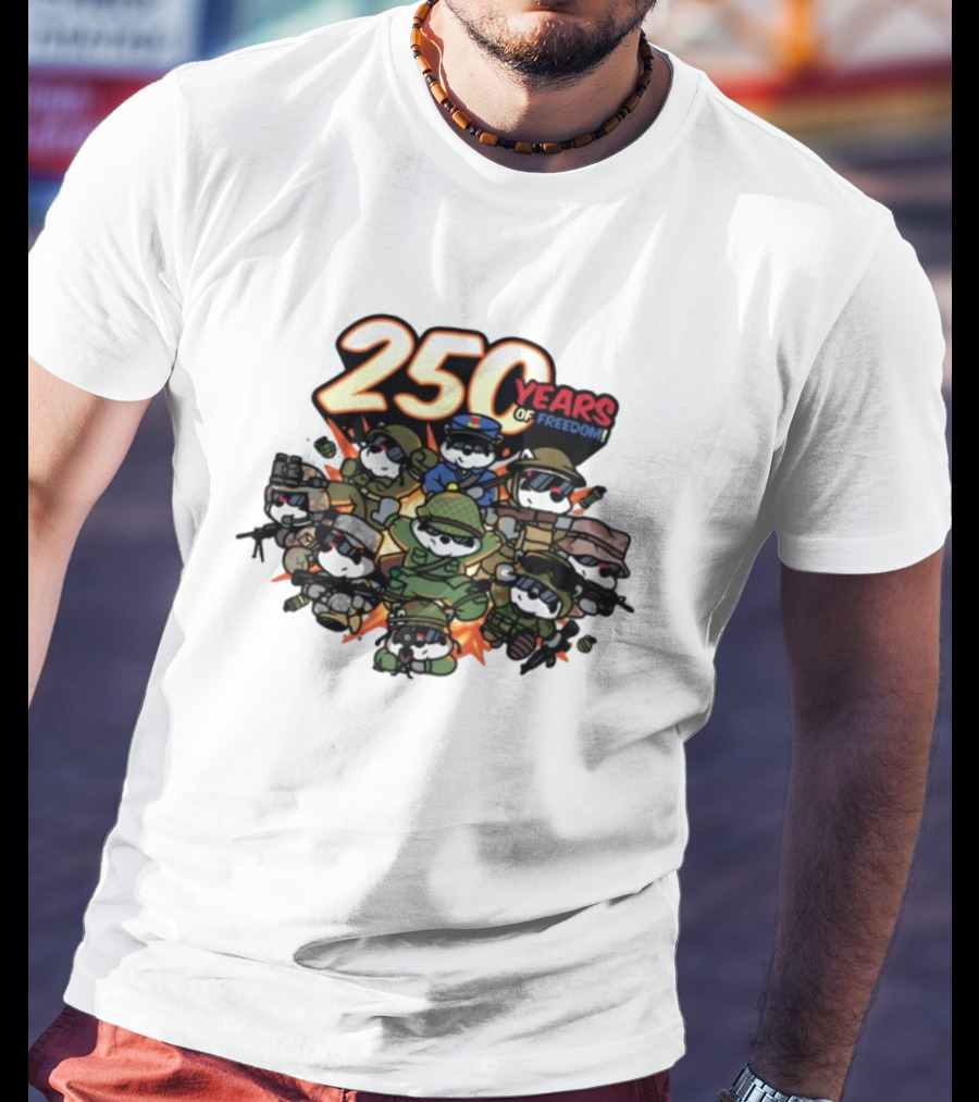 Mandatoryfunday 250 Years Of Freedom Military Characters Celebration T-Shirt