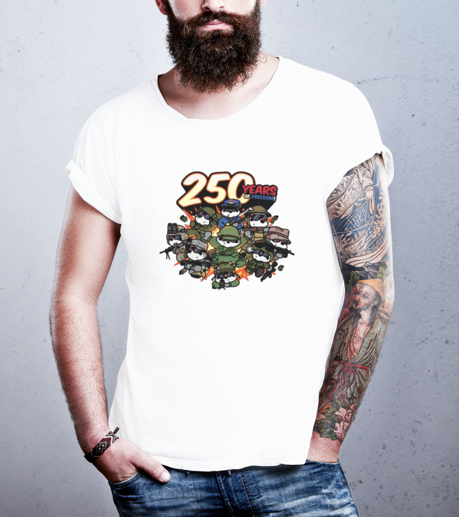 Mandatoryfunday 250 Years Of Freedom Military Characters Celebration T-Shirt