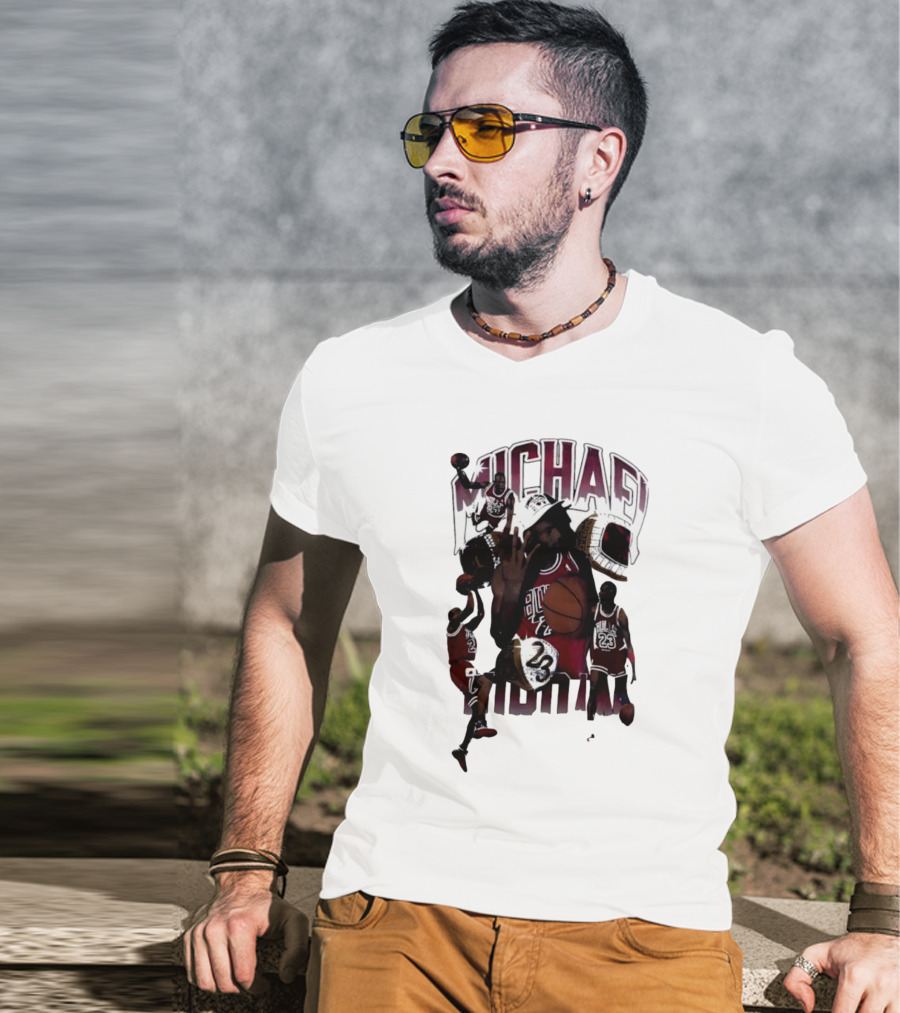 Michael Jordan Bulls Number 23 Iconic Basketball Collage T-Shirt