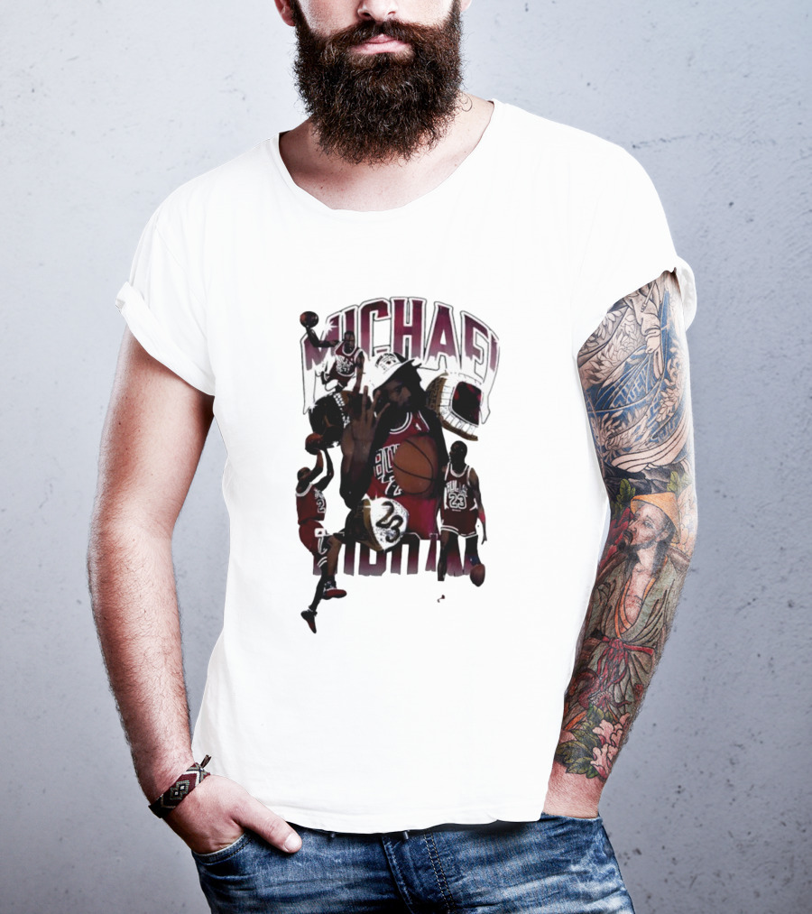 Michael Jordan Bulls Number 23 Iconic Basketball Collage T-Shirt