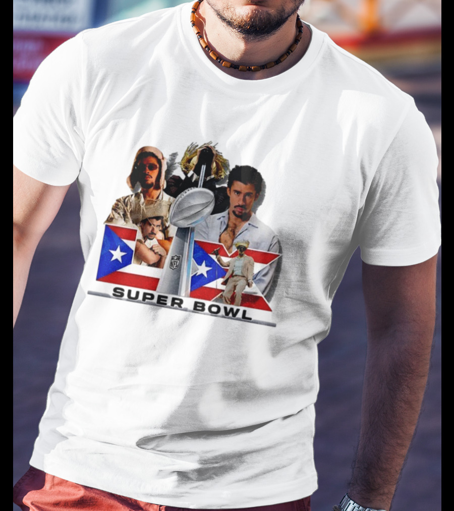 Bad Bunny Super Bowl 2026 Puerto Rican Flag NFL Halftime Show T-Shirt