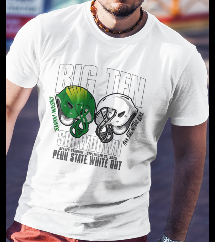 Penn State Nittany Lions Vs Oregon Ducks Football Big Ten Showdown 2025 White Out T-Shirt