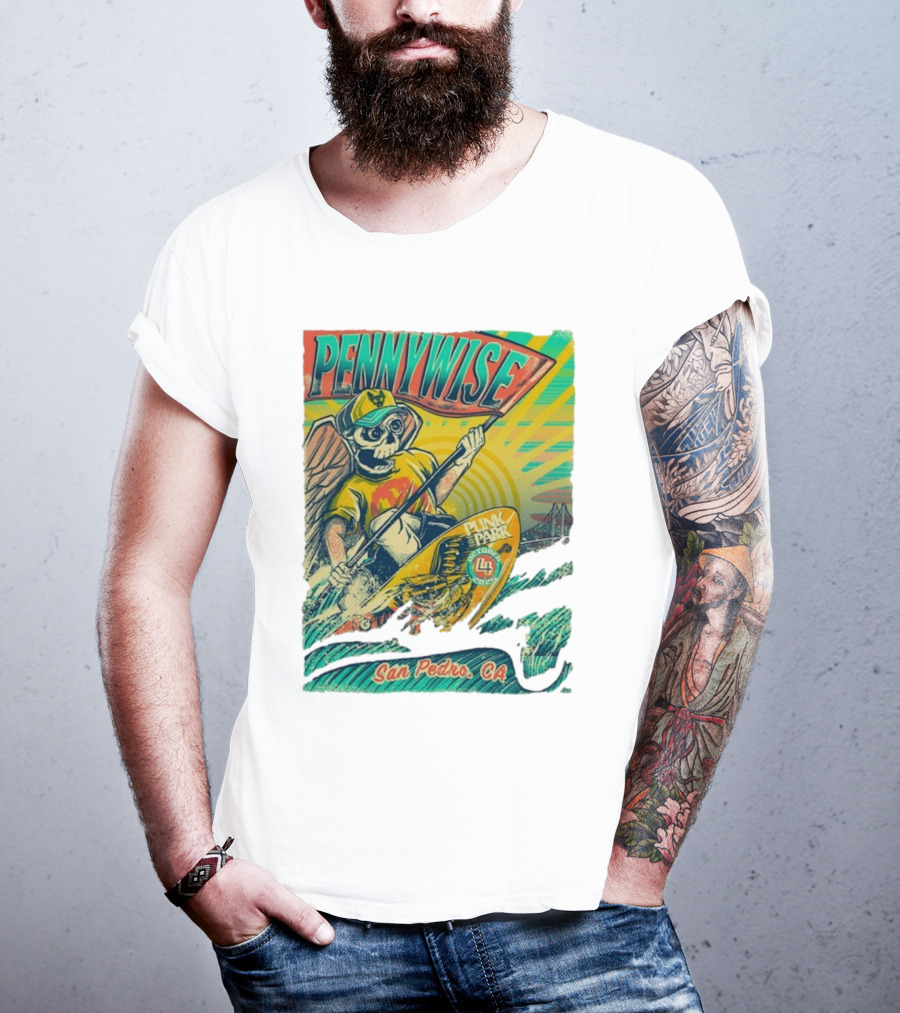 Pennywise Skeleton Surf Punk In The Park October 4 2025 San Pedro CA T-Shirt