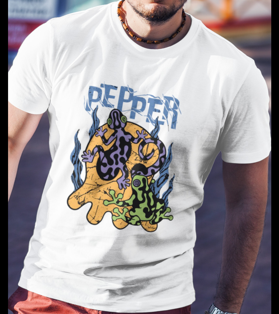 Pepper Skullconut Amphibians Psychedelic Frogs Graphic T-Shirt