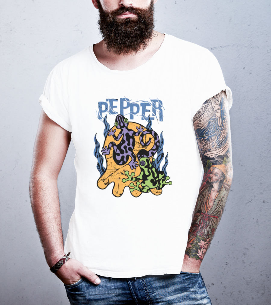 Pepper Skullconut Amphibians Psychedelic Frogs Graphic T-Shirt