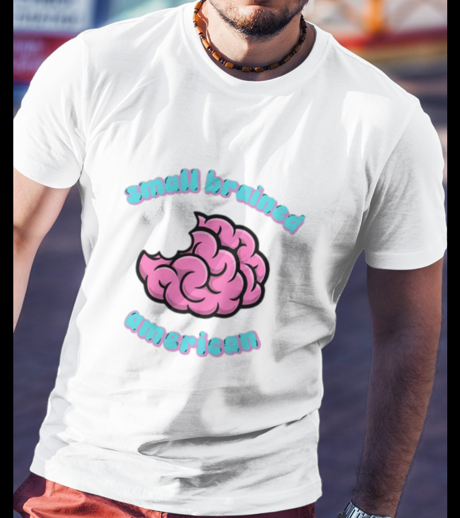 Small Brained American Pink Brain Illustration T-Shirt