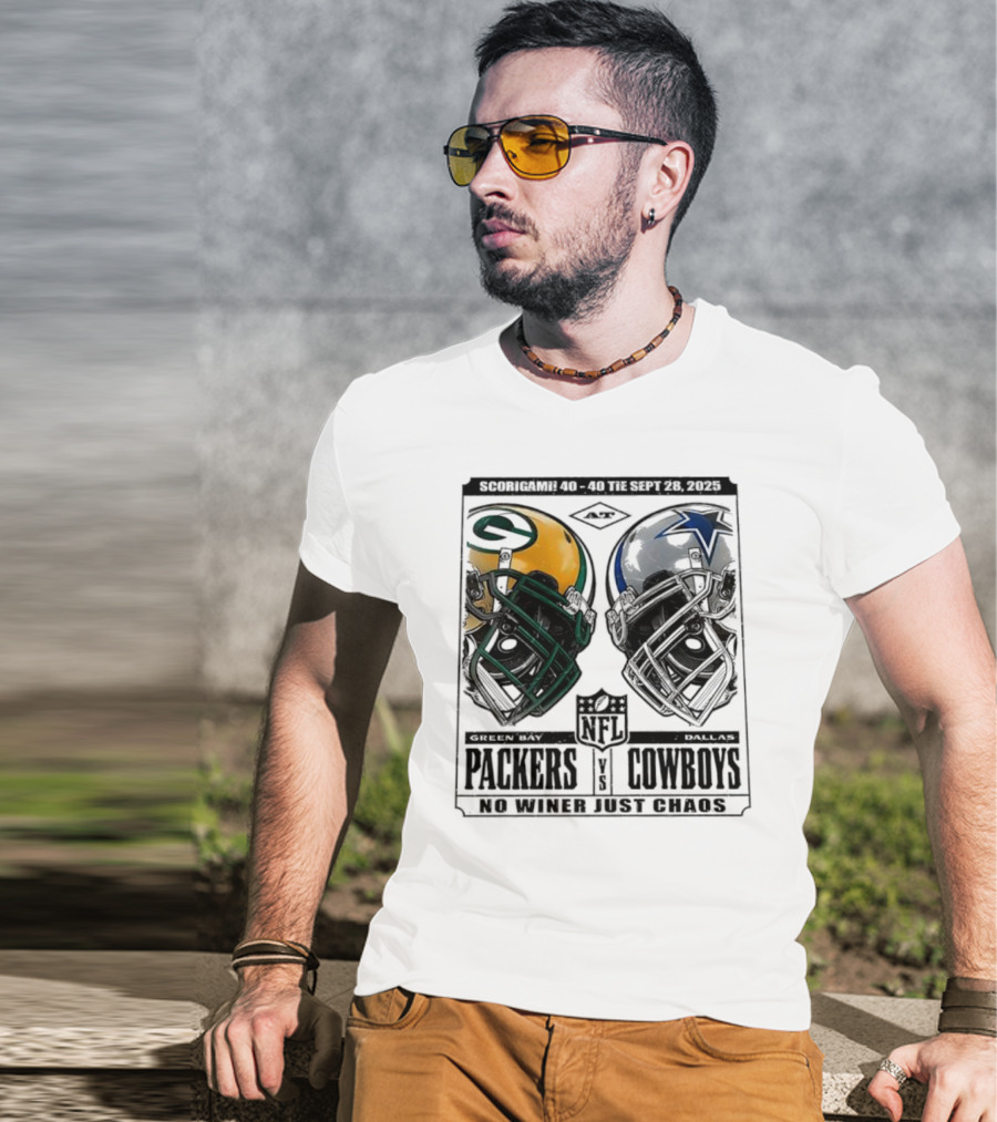 Scorigami 40-40 Green Bay Packers Vs Dallas Cowboys No Winner Chaos Sept 28 2025 NFL T-Shirt