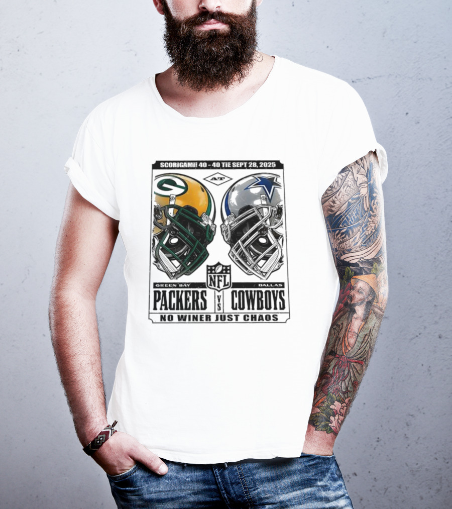 Scorigami 40-40 Green Bay Packers Vs Dallas Cowboys No Winner Chaos Sept 28 2025 NFL T-Shirt