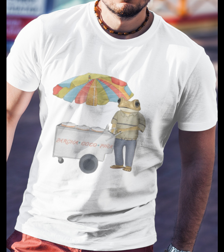 Parcha Coco Piña Frog Vendor With Colorful Umbrella T-Shirt