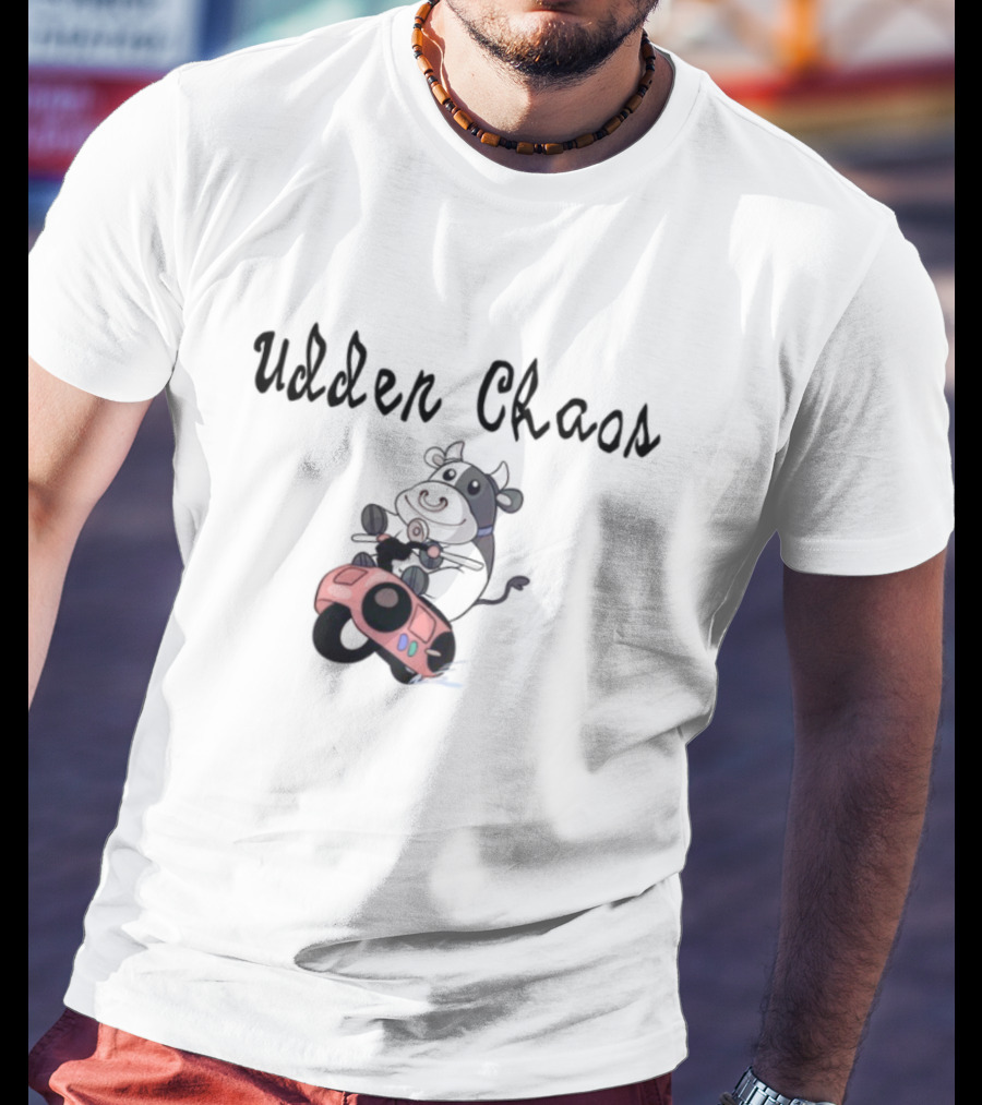 Udder Chaos Cow On Motorbike Adventure T-Shirt