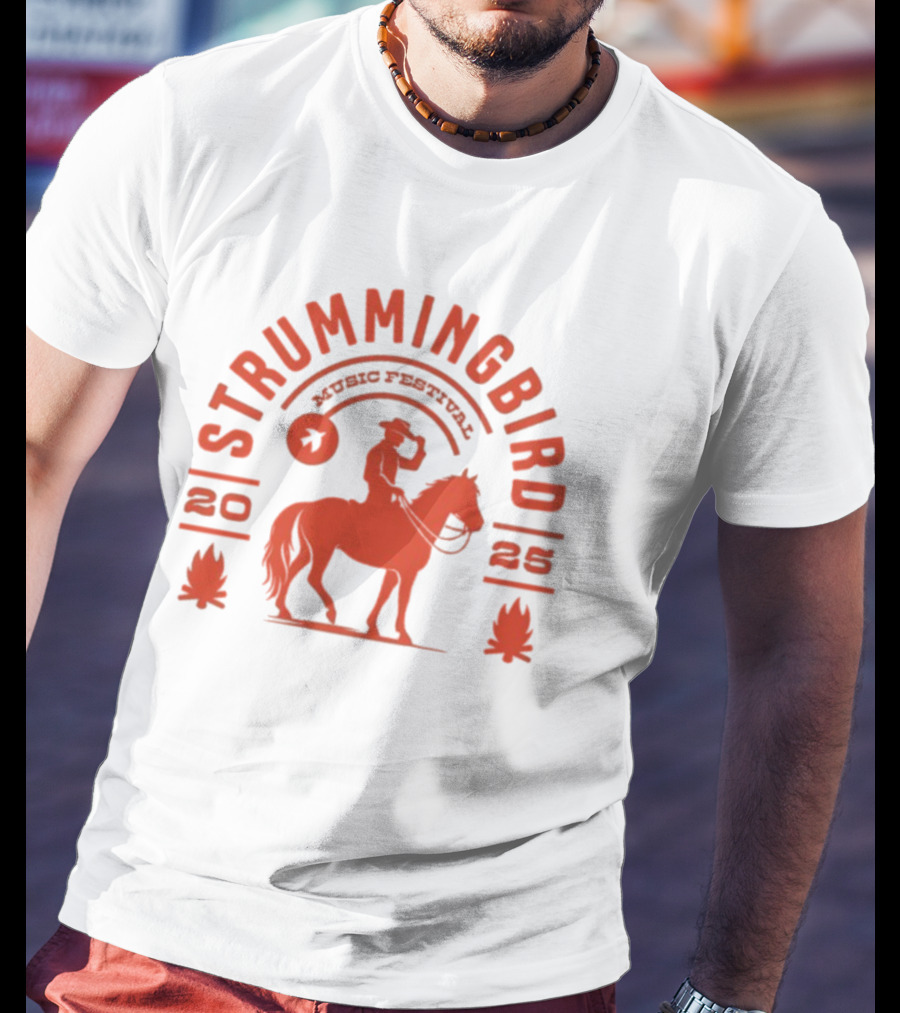 Strummingbird Music Festival 2025 Cowboy Riding Horse Icon T-Shirt