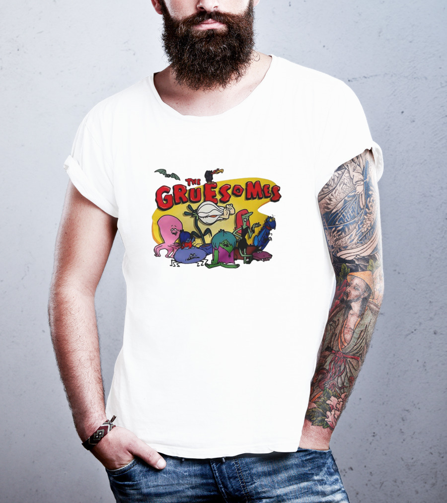 The Gruesomes Cartoon Characters With Bat And Vulture T-Shirt