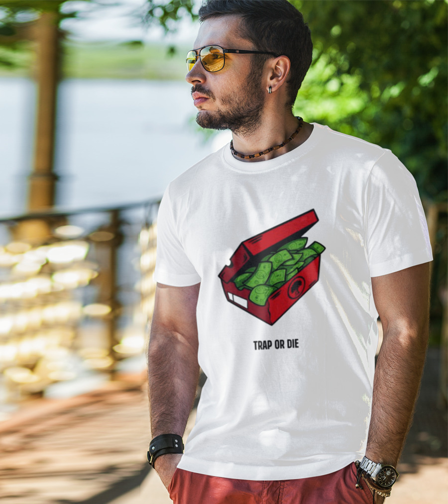 Trap Or Die Shoe Box Money Cash Stack T-Shirt