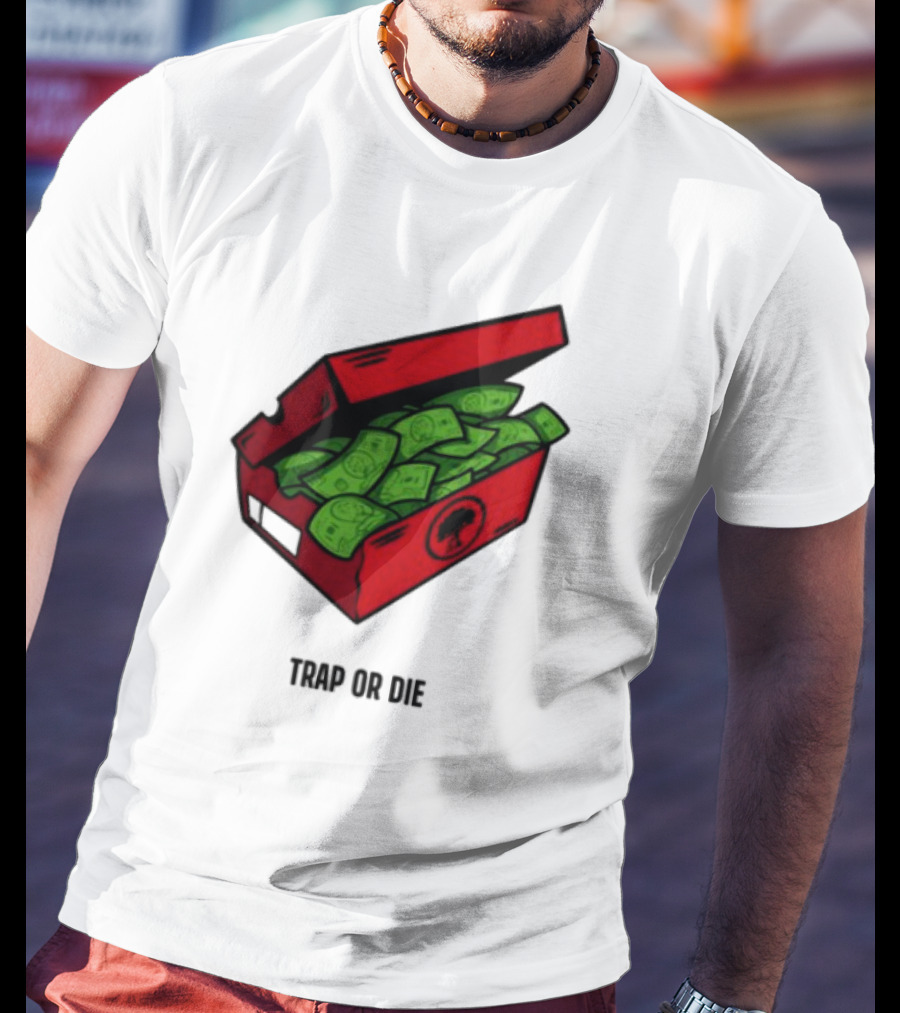 Trap Or Die Shoe Box Money Cash Stack T-Shirt