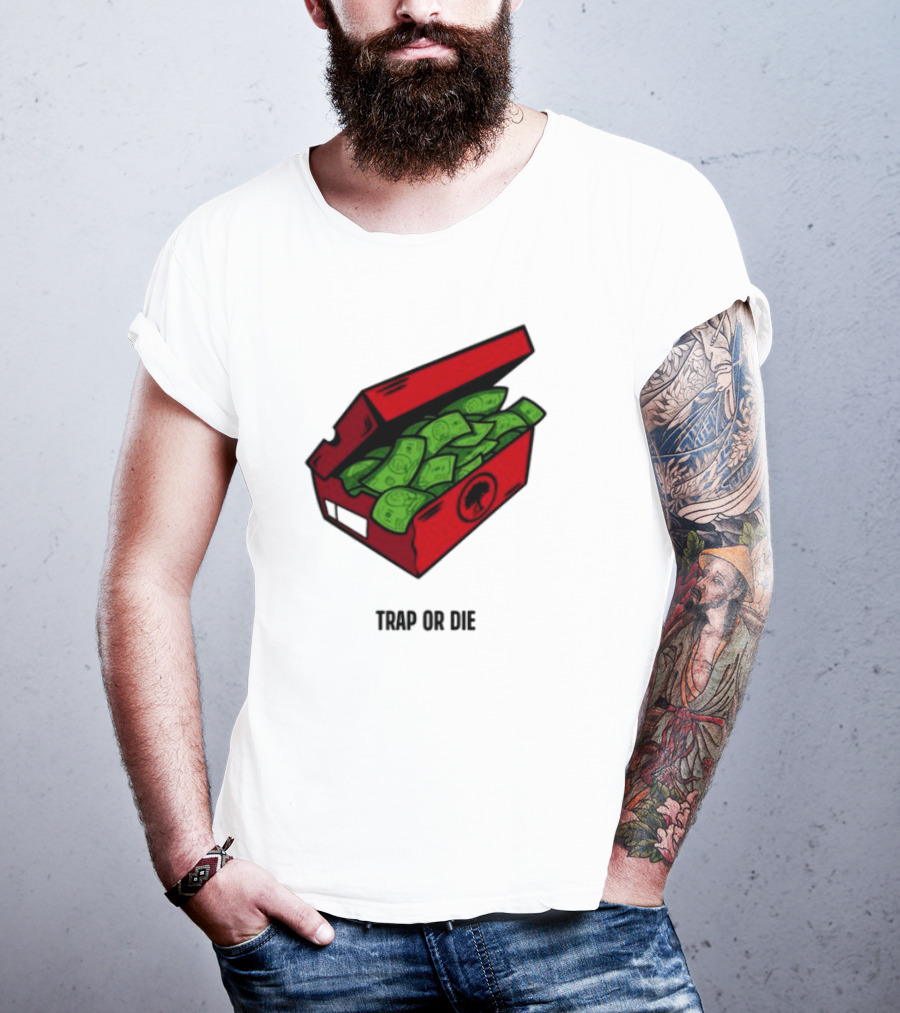 Trap Or Die Shoe Box Money Cash Stack T-Shirt