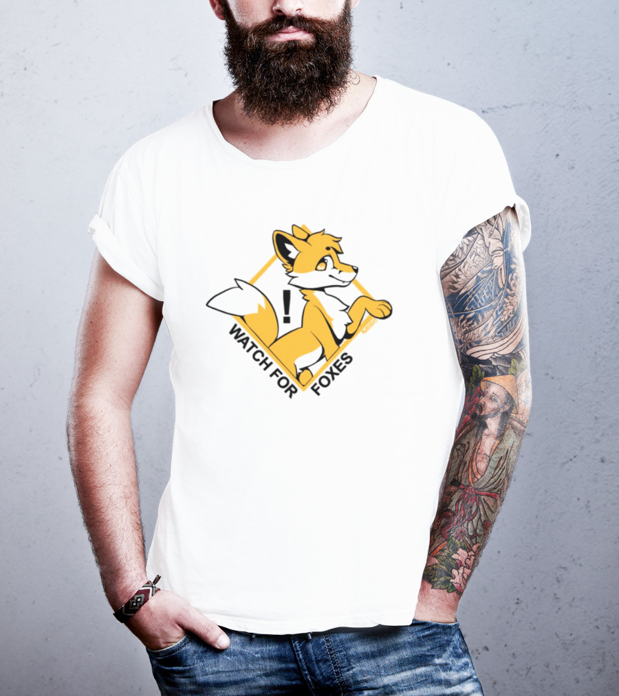 FOR FOXES YELLOW AND BLACK FOX ILLUSTRATION T-Shirt