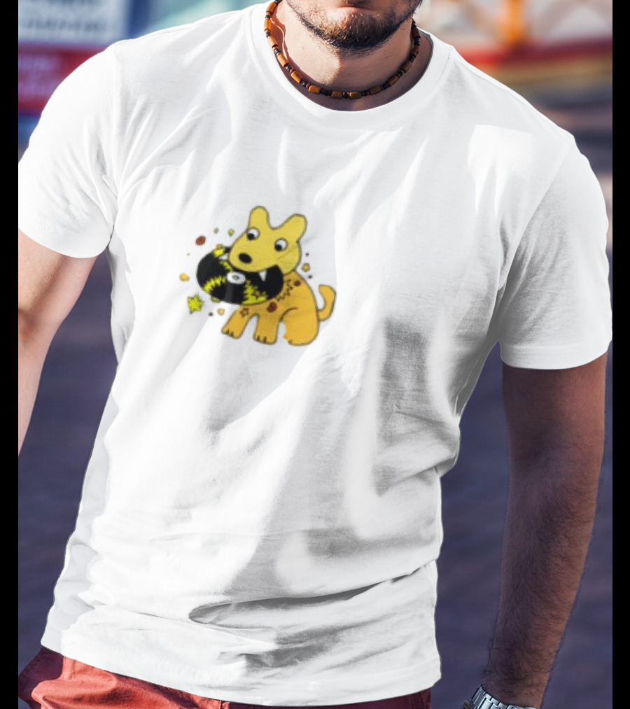 Yellow Jasper Dog With Cosmic Black Cat T-Shirt