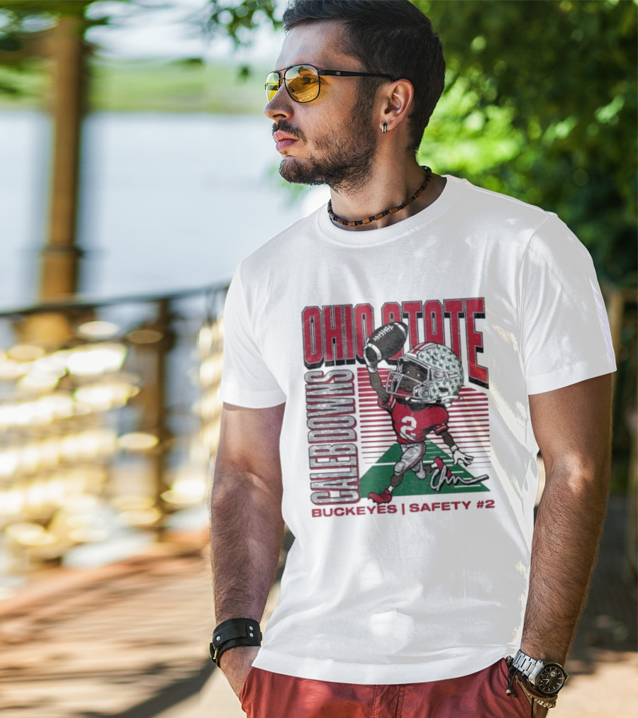 Ohio State Caleb Downs Buckeyes Safety Caricature #2 T-Shirt