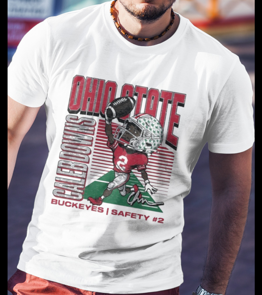 Ohio State Caleb Downs Buckeyes Safety Caricature #2 T-Shirt