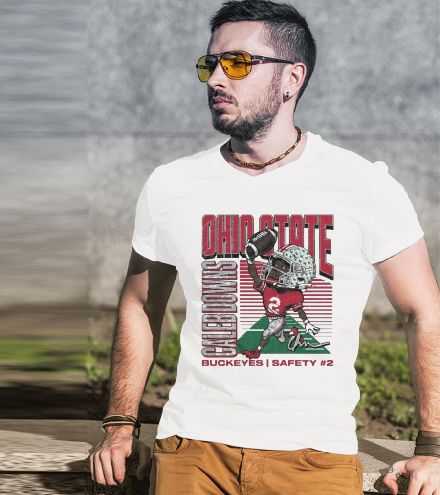 Ohio State Caleb Downs Buckeyes Safety Caricature #2 T-Shirt