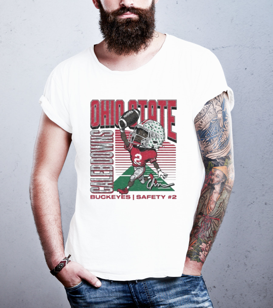Ohio State Caleb Downs Buckeyes Safety Caricature #2 T-Shirt