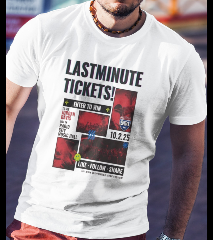 Last Minute Tickets Enter To Win Oct 2 2025 Radio City Music Hall 96.1 T-Shirt