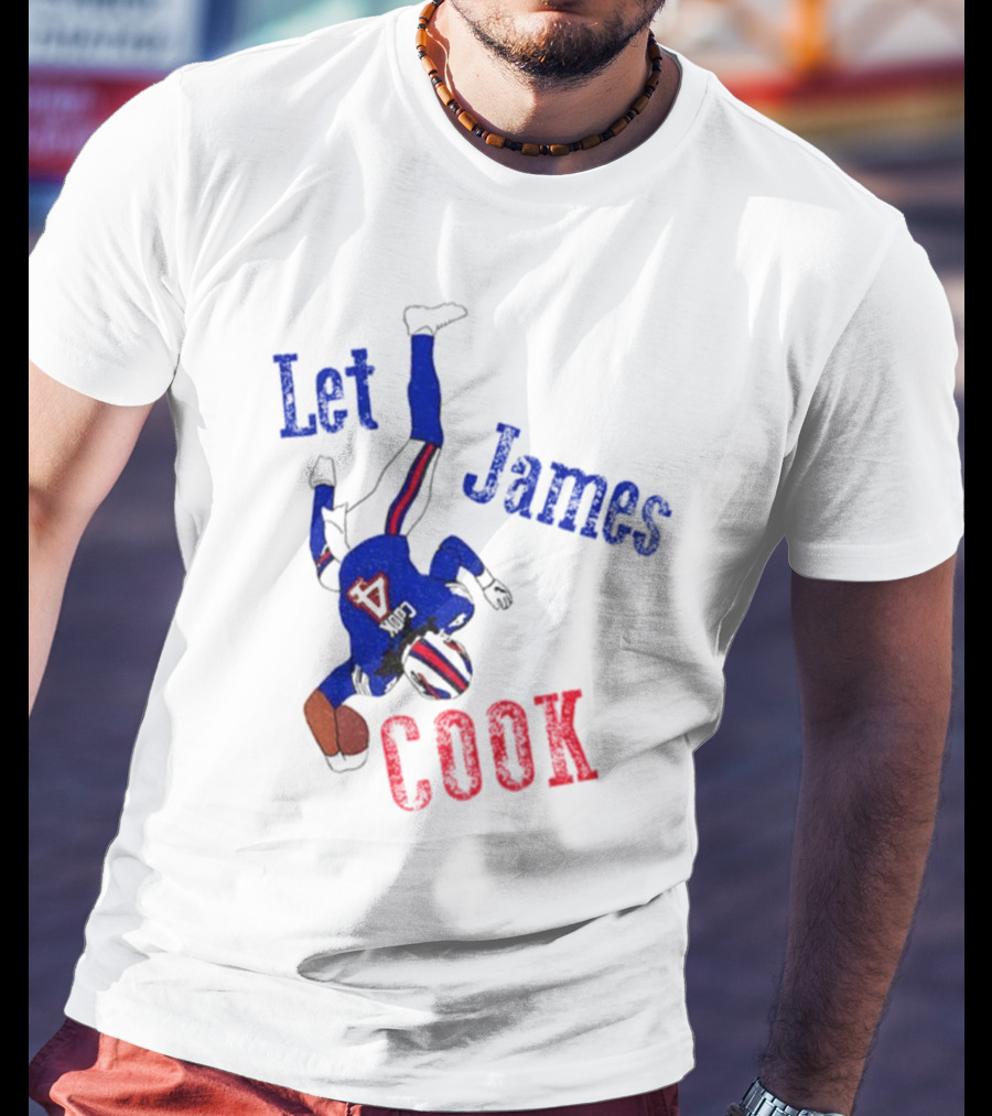 Let James Cook Football Player Red Blue Text T-Shirt