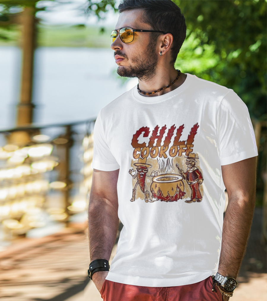 Chili Cookoff Spicy Pepper Cowboy And Chef Duel Over Fiery Pot T-Shirt