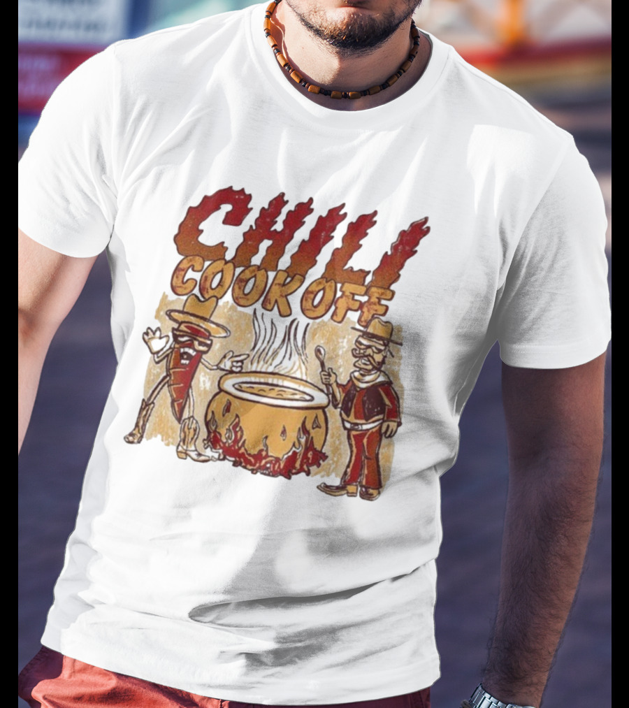 Chili Cookoff Spicy Pepper Cowboy And Chef Duel Over Fiery Pot T-Shirt