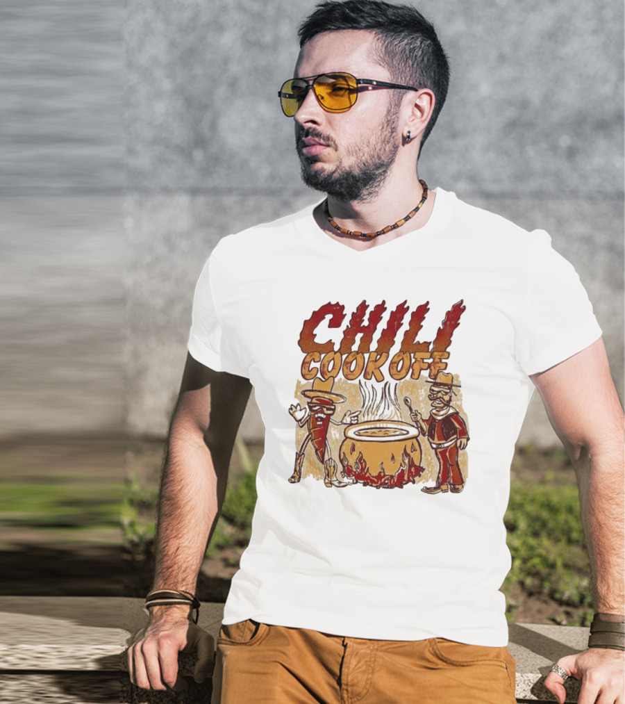 Chili Cookoff Spicy Pepper Cowboy And Chef Duel Over Fiery Pot T-Shirt