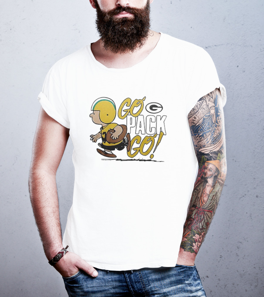 Green Bay Packers Peanuts Snoopy Go Pack Go Winter Cartoon Football T-Shirt