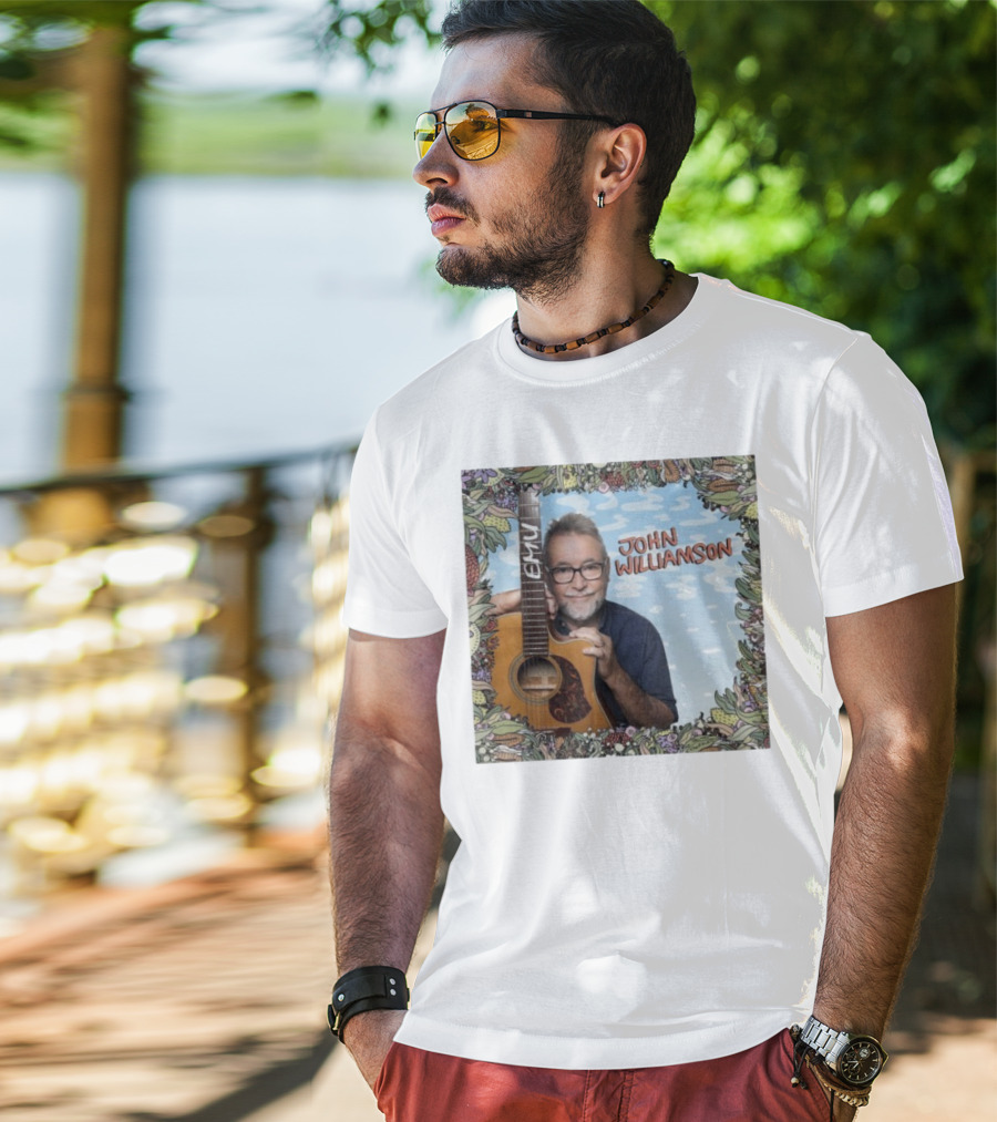 John Williamson EMU Guitar Ausmusic Floral Border T-Shirt