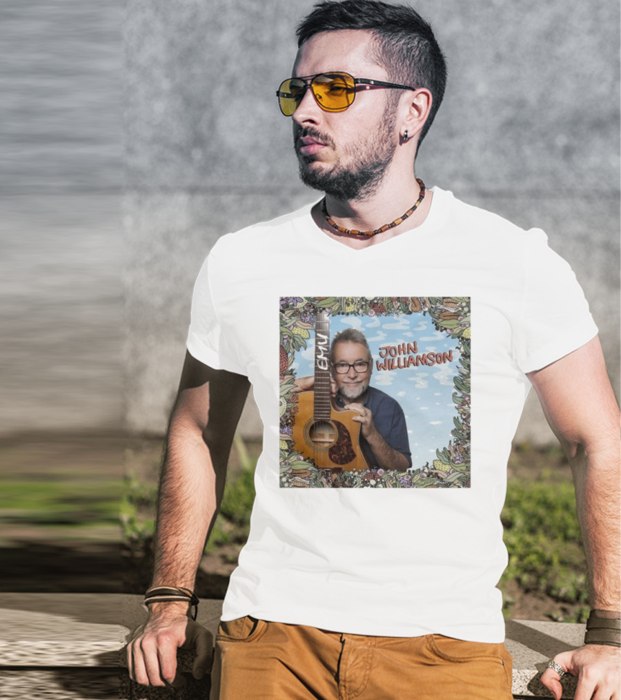 John Williamson EMU Guitar Ausmusic Floral Border T-Shirt