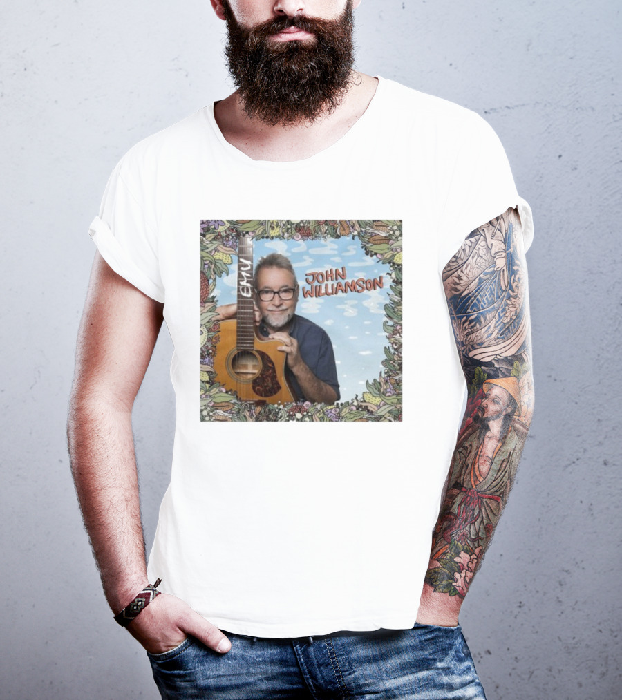 John Williamson EMU Guitar Ausmusic Floral Border T-Shirt