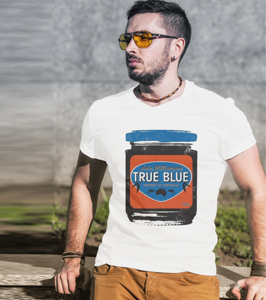 John Williamson True Blue Product Of Australia Mock Jam Label T-Shirt