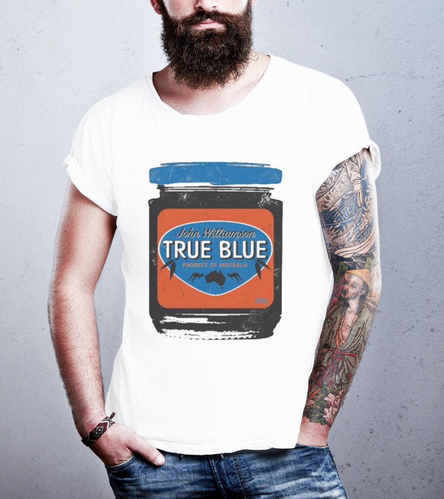 John Williamson True Blue Product Of Australia Mock Jam Label T-Shirt